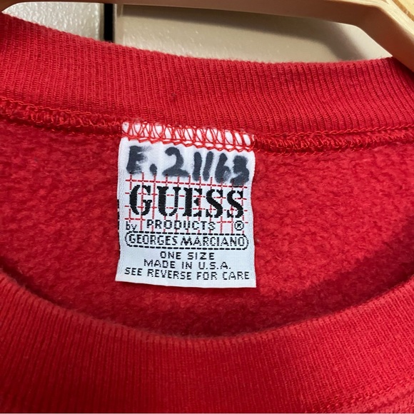 Guess USA Vintage Red Pullover Sweatshirt Embroidered Made in USA - Picture 4 of 4